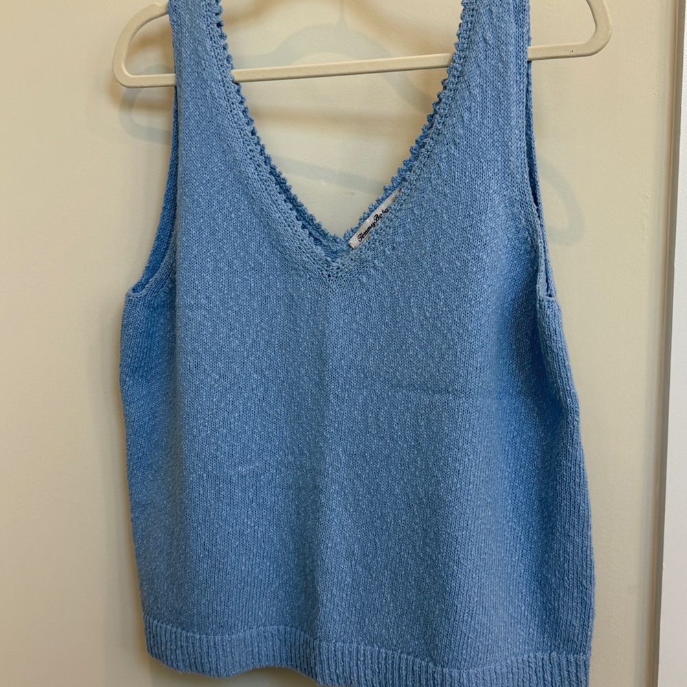 Tommy Bahama Ribbed Blue Sleeveless Tank Top